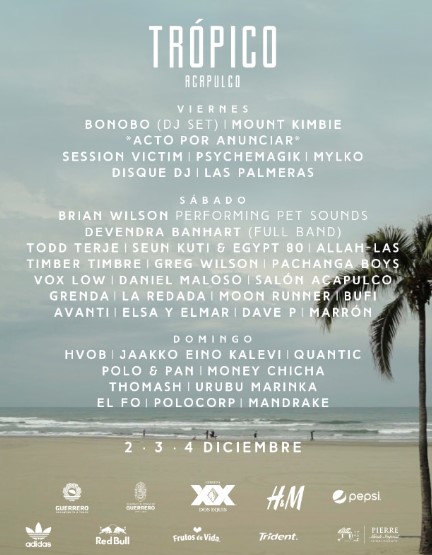 Cartel del festival Trópico 2025 en Acapulco, del 5 al 7 de diciembre en el Hotel Pierre Mundo Imperial