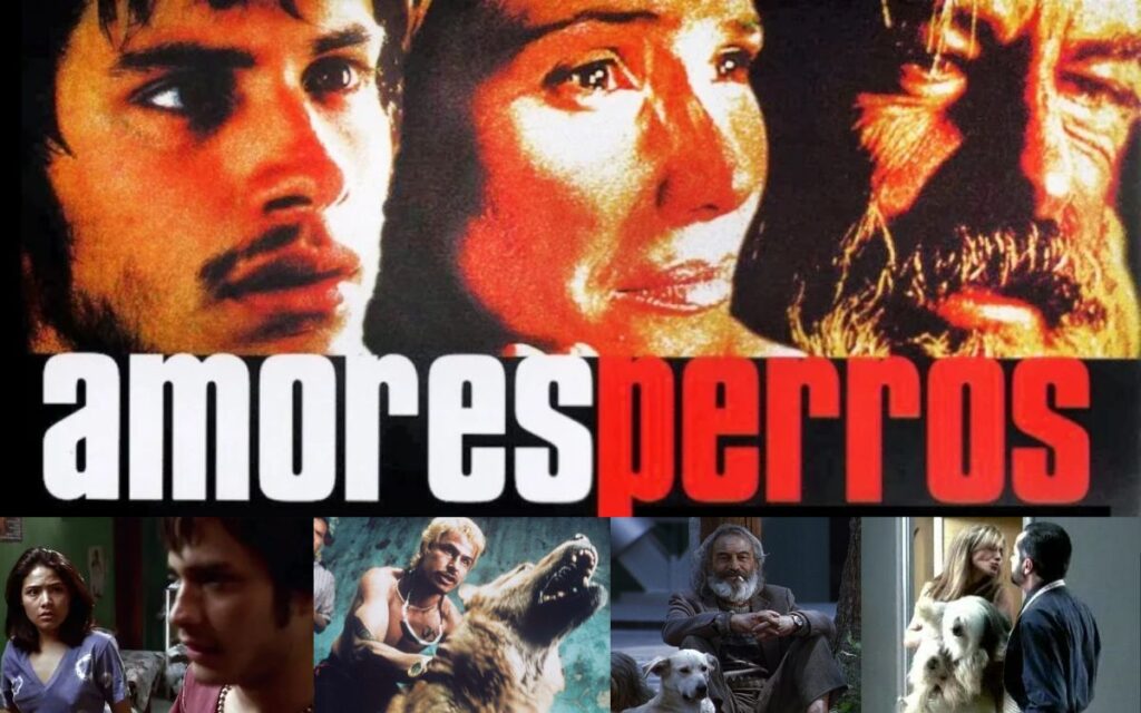 Cartel original y escenas emblemáticas de la película Amores Perros en su 25.º aniversario.