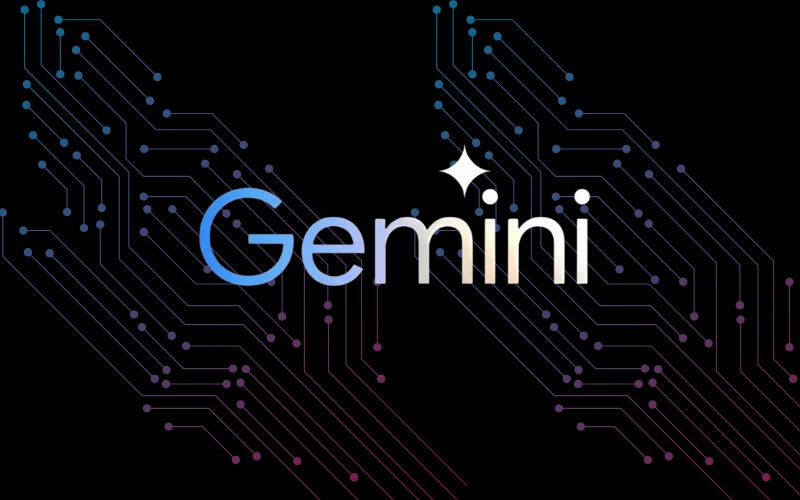 Logo de Gemini con fondo tecnológico que representa su expansión en 2026 hacia Siri, vehículos y dispositivos Google.