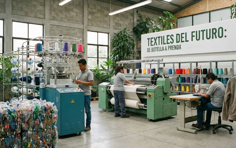 Taller mexicano de economía circular donde botellas recicladas se transforman en textiles como parte de un modelo de negocio sustentable